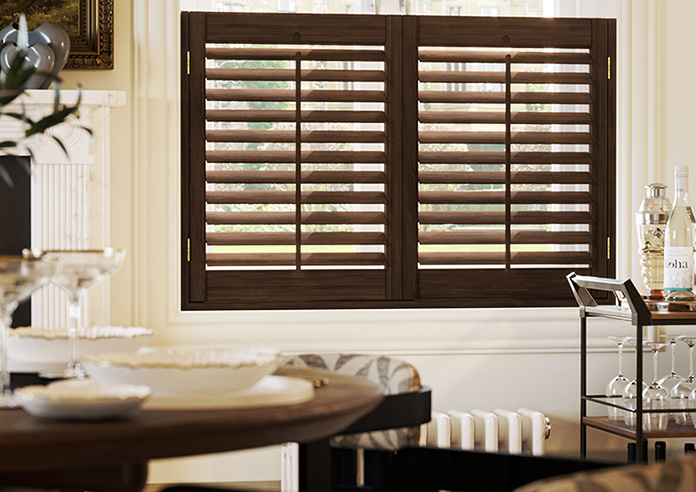 Kensington, Antique Walnut - Cafe Style Plantation Shutter - Image 5
